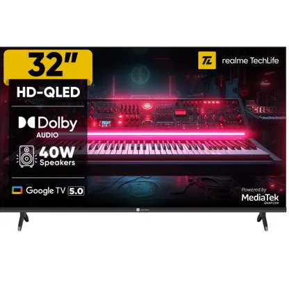 realme TechLife CineSonic Q 80 cm (32 inch) QLED HD Ready Smart Google TV 2025 Edition with 40 W Speaker  (32HDGQRVS2Q)